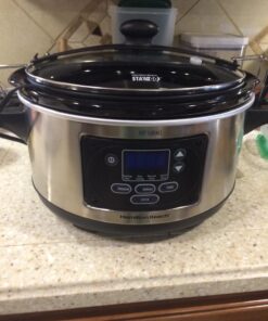 Hamilton Beach Portable 6 Quart Set & Forget Digital Programmable Slow Cooker Lock, Dishwasher Safe Crock & Lid, Temperature Probe, Stainless Steel 35 71LS1ynSPSL