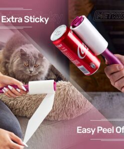 Metkix Lint Rollers for Pet Hair Extra Sticky | Protective Covers | Value 400 Sheets Dog Cat Pet Hair Remover | Lint Roller for Clothes Sofa Bed Carpet and More | Lint Roller Refills 2 Rollers + 2 Refills (Total 400 Sheets) 24 71LSXBoJsML