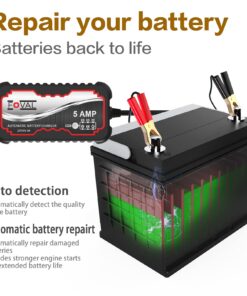FOVAL 5A Smart Car Battery Charger, 6V and 12V Battery Charger Automotive, Battery Maintainer, Trickle Charger for Motorcycle, Float Charger for Cars, Trucks, SUVs, Boat, Lawn Mower, RV, ATV 13 71LTHP3R8BL
