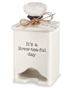 Alternative view of Mud Pie FBA_ Ceramic Tea Bag Caddy, White