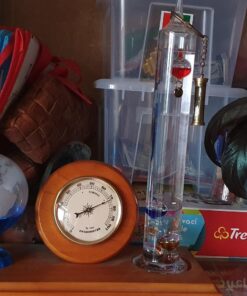 Lily's Home Analog Weather Station, with Galileo Thermometer, Glass Barometer, and Analog Hygrometer, 5 Multi-Colored Spheres (10.5 in x 12 in) 19 71LUA72IUyL