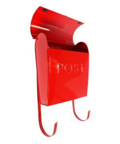 NACH Euro Series Modern Mailbox, Decorative Mail Holder, Wall Mount Mailboxes for Outside, Rust Resistant Galvanized Metal Mailbox, 12" x 11" x 4.5", Red, MB-44766 POST 16 71LUStHn8LL