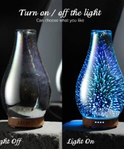 Porseme Essential Oil Diffuser 3D Glass Aromatherapy Ultrasonic Humidifier Cool Mist, Auto Shut-Off, Timer Setting, BPA Free for Home Office Hotel Yoga Gym Leisure SPA Gift 100ml B1-100ml Volcano 24 71LWFnAR3PL