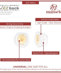 Universal EZback Earring Backs Soft Clear Silicone and 14k Yellow Gold Small 1 Pair Small - 1 Pair 11 71LZ4P3babL