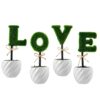 MyGift Set of 4 Decorative Artificial Sculpted Topiary Hedge Planter with Lettering That Spell Love in White Ceramic Pots 21 71LZx1yPSIL