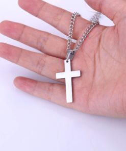 FIBO STEEL Stainless Steel Cross Pendant Chain Necklace for Men Women, 22-30 Inches 35*20*3mm cross, 22 inches chain 18 71LaIY2MyhL