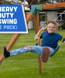 Squirrel Products 2 Pack Heavy Duty Strap Swing Seat - Swing Set Strap Swing Seat Replacement with Plastic Coated Chain for Easy Install - Green Green, 2 Pack Heavy Duty 20 71LaUwHxZL