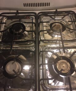 (50 Pack) Disposable Gas Burner Liners, Aluminum Foil Square Stove Burner Covers, Range Protectors, Stove Top Covers for Gas Burners, Foil Liners to Catch Grease & Food Spills 8.5x8.5 1 27 71Laep80fIL 1