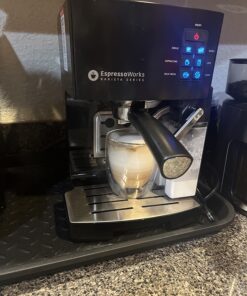 EspressoWorks 19-Bar Espresso, Latte and Cappuccino Maker 10-Piece Set - Brew Cappuccino and Latte with One Button - Espresso Machine with Milk Steamer 1250W - Coffee Gifts (Black) Black 45 71LafHwxc3L