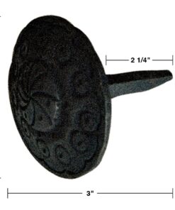 Alternative view of Renovators Supply Manufacturing Black Wrought Iron Nails 3 x 2 in. Long Round Clavos Floral Decorative Black Powder Coated Nails for Barn, Gate, Window Shutter Or Doors Home Hardware Nails Pack of 10