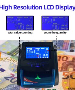 Xindabill HL-520B Counterfeit Money Detector Machine Portable Rechargeable Automatic 4 Way Direction USD & EUR Bill Checker with Ultraviolet, Magnetic and Infrared Fake Detection (Black) Black 11 71LcWovM92L