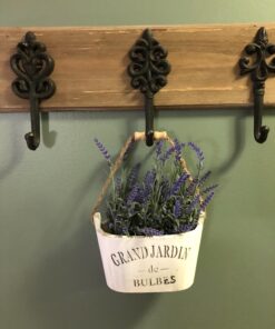 Butterfly Craze Artificial Lavender Plants in Rustic Wooden Planters - Lifelike, Stunning Faux Silk Purple Flowers Perfect for Elevating Your Patio, Home Décor, or Office (Set of Two), White Pots 37 71LcdWgCs4L