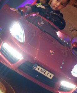 Roadster Ride On Kids Car w/Remote Control for Kids | 12V Power Battery Licensed Kid Car to Drive with 3 Speeds, LED Lights, Dining Table, Leather Seat 31 71LdeJJaXL