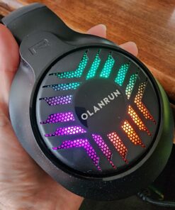 OLANRUN Gaming Headset, Stereo PS5 Headset PS4 Headset Xbox One Headset PC Headset, 9 Colors RBG Gaming Headphones with Mute Microphone for PC, PS4, PS5, Xbox, Switch (Black) 28 71Le7VKk6UL