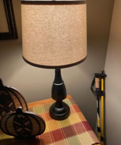 Regency Hill Ben Farmhouse Traditional Table Lamps 25" High Full Size Set of 2 Dark Bronze Brown Metal Beige Linen Drum Shade Decor for Living Room Bedroom House Bedside Nightstand Home Office 30 71LeFi4dg0L