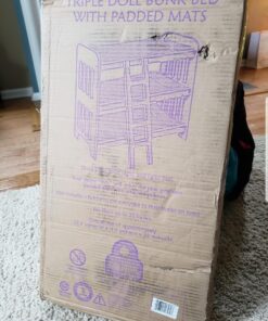 Badger Basket Toy Doll Triple Doll Bunk Bed with Ladder, Bedding, and Personalization Kit for 20 inch Dolls - Pink Gingham 33 71LeaAIaAsL