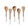 Folkulture Wooden Spoons for Cooking Set for Kitchen, Non Stick Cookware Tools or Utensils Includes Wooden Spoon, Spatula, Fork, Slotted Turner, Corner Spoon, Set of 5, 12 Inch, Acacia Wood (White) White 39 71Leoxg9jmL