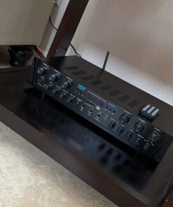 Pyle Wireless Home Audio Amplifier System - Bluetooth Compatible Sound Stereo Receiver Amp - 6 Channel 600 Watt Power, Digital LCD, Headphone Jack, 1/4'' Microphone IN USB SD AUX RCA FM Radio 41 71LhXPI87qL