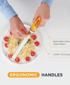 Deiss PRO Citrus Zester & Cheese Grater - Parmesan Cheese Lemon, Ginger, Garlic, Nutmeg, Chocolate, Vegetables, Fruits - Razor-Sharp Stainless Steel Blade, Wide, Dishwasher Safe (ORANGE) Orange 27 71LiANI8UtL