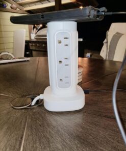 TROND Surge Protector Power Strip Tower - Flat Plug 6 ft Extension Cord with 12 Multiple Outlets, 4 USB Ports(1 USB C), Multi Plug Charging Tower, 1700J, for Home Office Supplies, Dorm Room Essentials 46 71LirE8SJFL