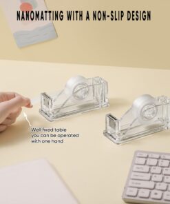 2-Piece Acrylic Tape Dispenser Desk Set - Durable, Stylish, and Versatile for Home, Office, or School - Fits Standard, Large, and Extra Large Tape Rolls - Desktop Convenience for Easy Organizing transparent 35 71LjXdGDzL