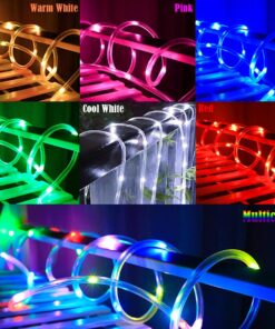 RUICHEN Solar Rope Lights Outdoor String Lights, 16.5 Ft 50 LED Tube Light Waterproof Copper Wire Fairy Lights for Garden Fence Yard Christmas Wedding Party (Blue) Blue 9 71Ljk6b lIL