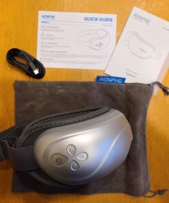 RENPHO Eyeris 2 Extended - Eye Massager with Heating Pad for Migraines, Heated Eye Mask for Relax, Eye Care, Face Massager for Eye Strain Eye Bags Dry Eyes, Improve Sleep, Ideal Birthday Gift Sliver 52 71LkHj75UeL