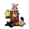 Plush Treehouse with Animals - Five (5) Stuffed Forest Animals