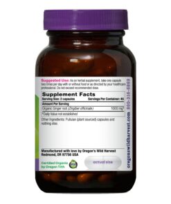 Oregon's Wild Harvest, Certified Organic Ginger Capsules for Stomach Support, Non-GMO, 1000 MGS, 90 Count 12 71LmP695CXL