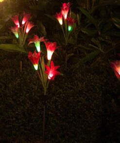 TONULAX Solar Garden Lights Outdoor - New Upgraded, Multi-Color Changing Lily Solar Lights for Patio,Yard Decoration, Bigger Flower and Wider Solar Panel (2 Pack,Purple and Red) 2 Pack 32 71LmQ3QohyL