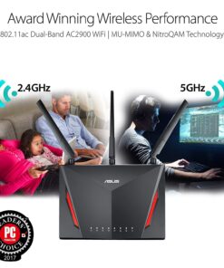 Alternative view of ASUS AC2900 WiFi Gaming Router (RT-AC86U) - Dual Band Gigabit Wireless Internet Router, WTFast Game Accelerator, Streaming, AiMesh Compatible, Included Lifetime Internet Security, Adaptive QoS