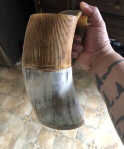 Norse Tradesman LG Viking Drinking Horn Mug - 100% Authentic Flame Treated Beer Horn Tankard With Engravings | The Jarl, approx. 16 oz 34 71LnD5WQEhL