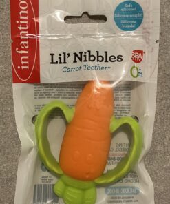 Infantino Lil' Nibbles Textured Silicone Baby Teether - Sensory Exploration and Teething Relief with Easy to Hold Handles, Orange Carrot, 0+ Months 33 71LokqqEPL