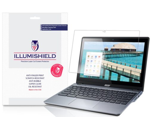 ILLUMISHIELD Screen Protector Compatible with Acer Chromebook 11 C720P (2-Pack) Clear HD Shield Anti-Bubble and Anti-Fingerprint PET Film