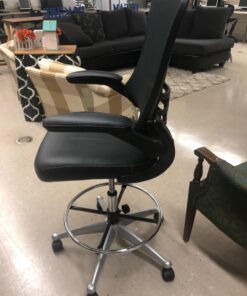 Modway Attainment Vinyl Drafting Chair - Drafting Stool With Flip-Up Arm in Black 50 71LqFzBR9VL