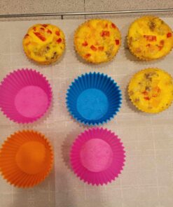 Amazon Basics Reusable Silicone Round Baking Cups, Muffin Liners, Pack of 12, Multicolor 31 71LqfltgBcL