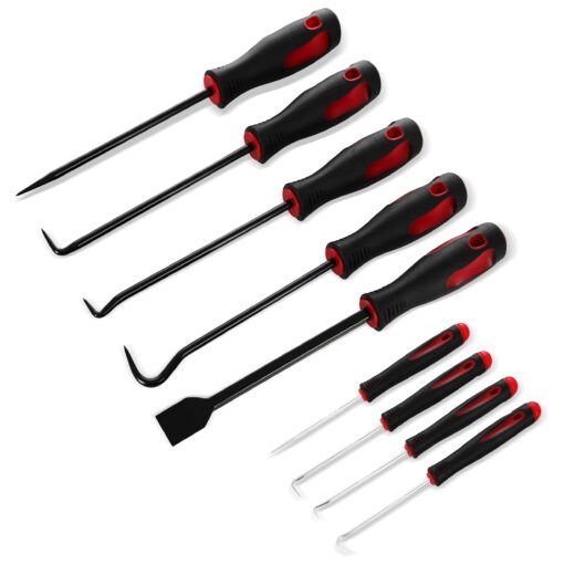 ABN Precision Scraper, Hook, and Pick 9-Piece Set – Small 6.5in and Large 10in Automotive and Electronic Tools