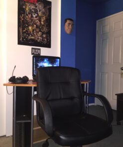 Flash Furniture Rider Mid-Back Black LeatherSoft Swivel Task Office Chair with Arms 29 71Ls1xFgWmL