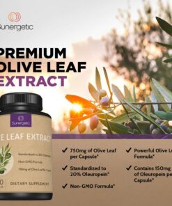 Premium Olive Leaf Extract Capsules – Standardized to 20% Oleuropein – Super Strength Olive Leaf Exact Supplement Supports Immune System & Cardiovascular Health – 750mg Per Capsule – 120 Capsules 13 71LshnNcHL