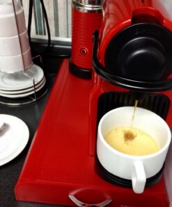 HIC 9-Piece Stackable Cappuccino Coffee Tea Set, Fine White Porcelain, Set Includes 4 (7-Ounce) Cups with Matching Saucers and Metal Stand, Gift Boxed 28 71LskfNzRBL