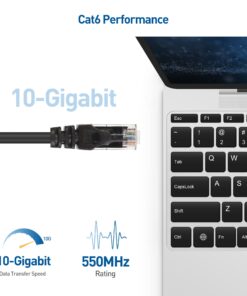 Alternative view of Cable Matters 10Gbps Snagless Cat 6 Ethernet Cable 25 ft (Cat6 Cable, Cat 6 Cable, Internet Cable, Network Cable) in Black