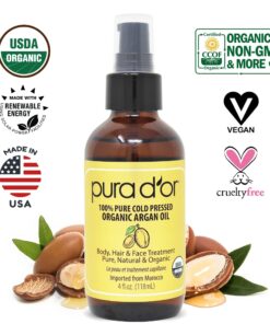 PURA D'OR Organic Moroccan Argan Oil (4oz / 118mL) USDA Certified 100% Pure Cold Pressed Virgin Premium Grade Moisturizer Treatment for Dry, Damaged Skin, Hair, Face, Body, Scalp (Packaging may vary) 22 71LuimeMoZL