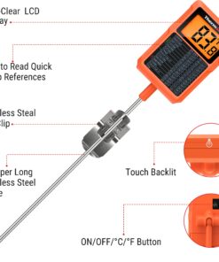 ThermoPro TP510 Waterproof Digital Candy Thermometer with Pot Clip, 8" Long Probe Instant Read Food Cooking Meat Thermometer for Grilling Smoker BBQ Deep Fry Oil Thermometer 26 71LujHXharL