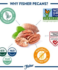 Fisher Chef's Naturals Pecan Halves 24oz (Pack of 1), Unsalted Raw Nuts for Cooking, Baking & Snacking, Vegan Protein, Keto Snack, Gluten Free 24 Ounces (Pack of 1) 25 71LvNkxeMrL 1