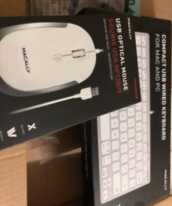 Macally Silent Wired Mouse - Slim & Compact USB Mouse for Apple Mac or Windows PC Laptop/Desktop - Designed with Optical Sensor & DPI Switch - Simple & Comfortable Wired Computer Mouse (White) White with Silver Trim 39 71LvO4mFB1L