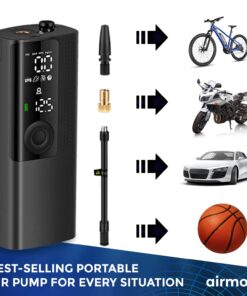 Airmoto Tire Inflator Portable Air Compressor/Pump for Car Tires w/Digital Tire Pressure Gauge - Air Compressor (120 PSI) - Motorcycle, Electric Bike Pump and Bicycle Pump w/LED Light 27 71LvaK58foL