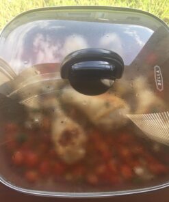 BELLA Electric Skillet and Frying Pan with Glass Lid, Nonstick Coating, Cool Touch Handles, Removable Heating Probe, Dishwasher Safe, 12 x 12 inch, Copper 46 71Lw6oxtISL