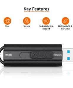 Alternative view of Amazon Basics 256GB Ultra Fast USB 3.1 Flash Drive, Black