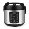 Aroma Housewares ARC-1120SBL SmartCarb Cool-Touch Stainless Steel Rice Multicooker Food Steamer, Slow Cooker with Non-Stick Inner Pot and Steam Tray, 20-Cup(cooked)/ 5Qt, Black Smart Carb