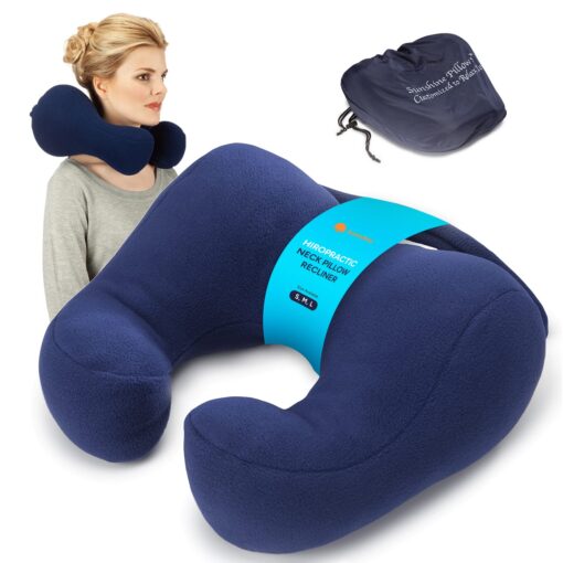 Sunnybay Chiropractic Neck Pillow Recliner- Travel Pillow for Neck Therapy, Stress & Pain Relief - Therapeutics Neck Pillow - Original Neck Support (Medium, Navy Blue) Medium